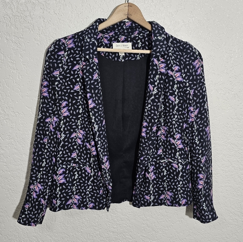 Anthro See U Soon Floral Print Lightweight Jacket